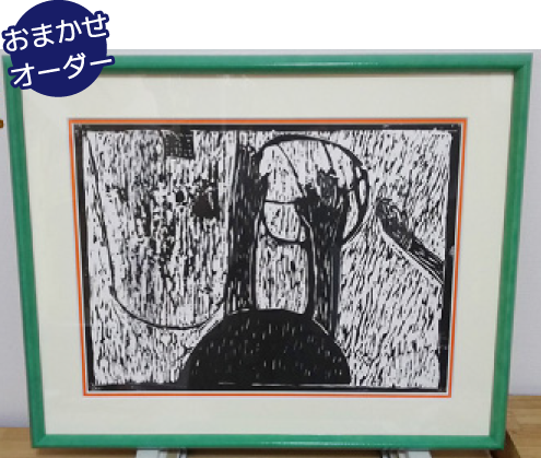 小学生男子 版画額装